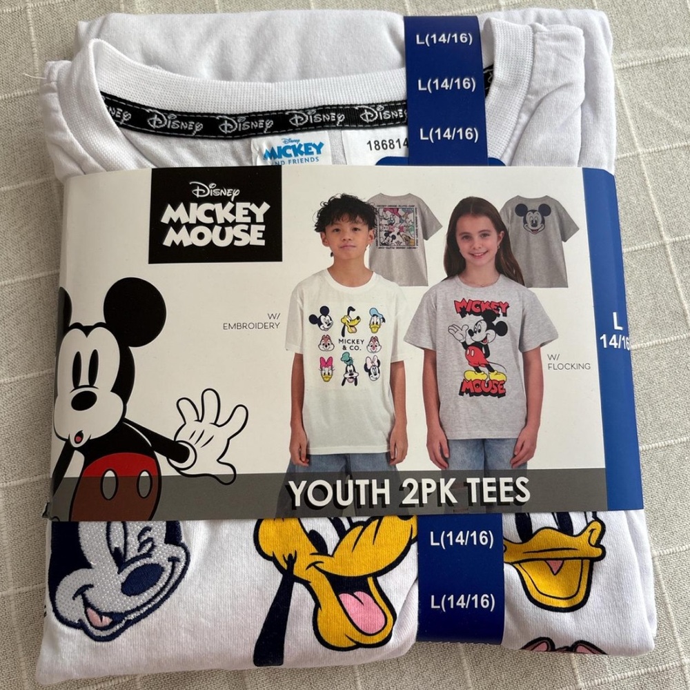 Disney Mickey Mouse Youth T-Shirt 2-Pack - White and Gray